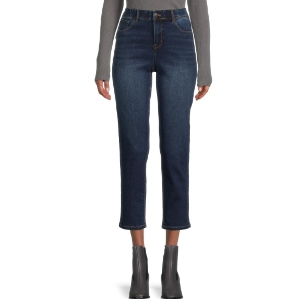 Curve Appeal High Rise Straight Cropped Jeans Dark Wash 12